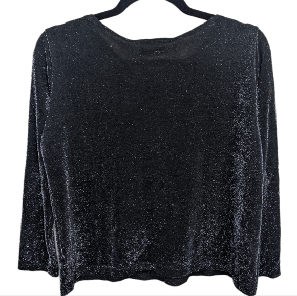 Joan Walters Vintage Shimmery Black Long Sleeve Top ✨ - Picture 2 of 8
